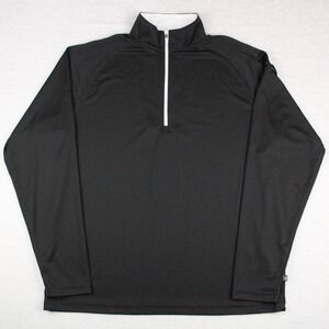 Straight Down 1/4 Zip Pullover Mens Size L Black Micro Polyester Ruth Lake Logo